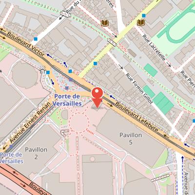 Map showing the location of Paris Expo Porte de Versailles in Paris