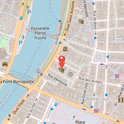 Map showing the location of Parking des Célestins in Lyon