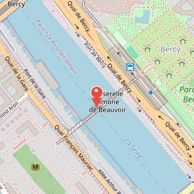 Map showing the location of Passerelle Simone-de-Beauvoir in Paris