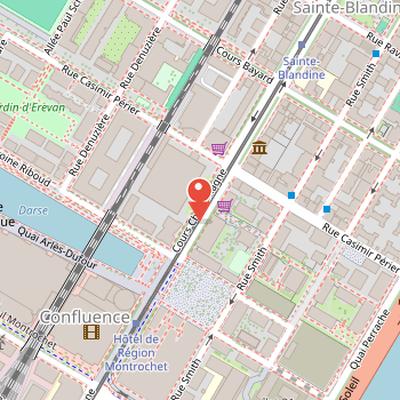 Map showing the location of Patinoire Charlemagne in Lyon
