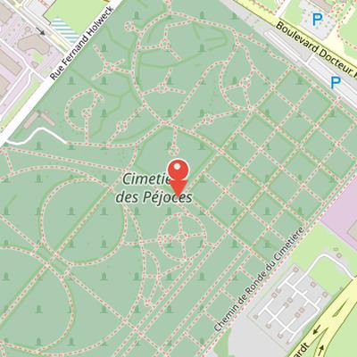 Map showing the location of Péjoces Cemetery in Dijon