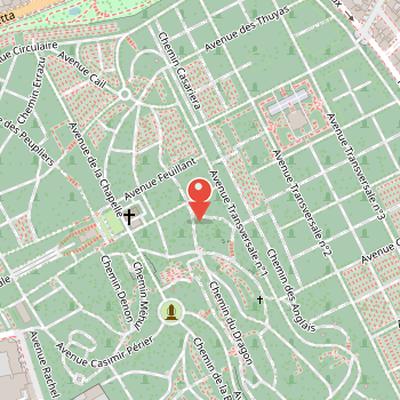 Map showing the location of Père Lachaise Cemetery in Paris