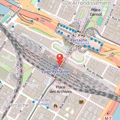 Map showing the location of Perrache in Lyon