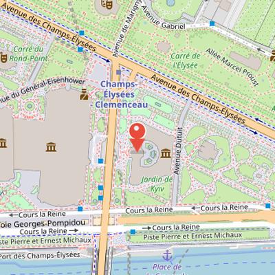Map showing the location of Petit Palais in Paris