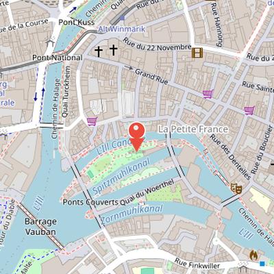 Map showing the location of Petite France in Strasbourg