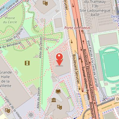 Map showing the location of Philharmonie de Paris in Paris