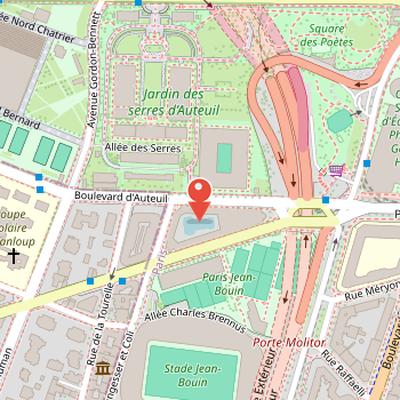 Map showing the location of Piscine Molitor in Paris