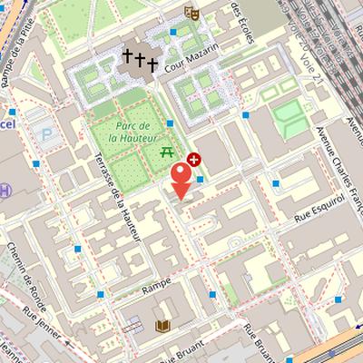 Map showing the location of Pitié-Salpêtrière Hospital in Paris