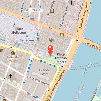 Map showing the location of Antonin-Poncet Square in Lyon