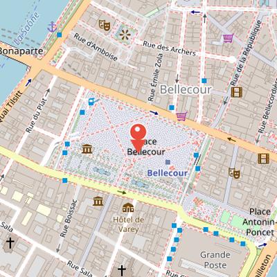 Map showing the location of Place Bellecour in Lyon
