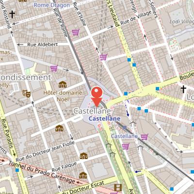 Map showing the location of Castellane Square in Marseille