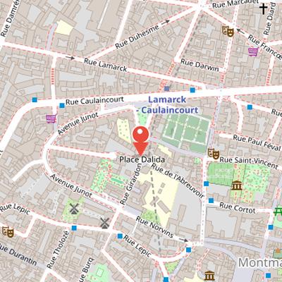 Map showing the location of Place Dalida in Paris