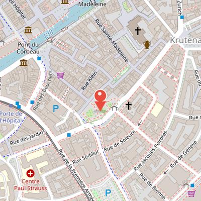 Map showing the location of Place d'Austerlitz in Strasbourg
