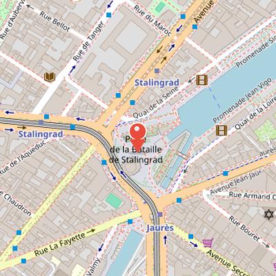 Map showing the location of Place de la Bataille-de-Stalingrad in Paris