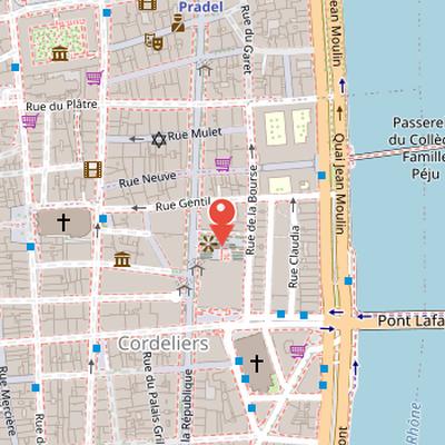 Map showing the location of Place de la Bourse in Lyon