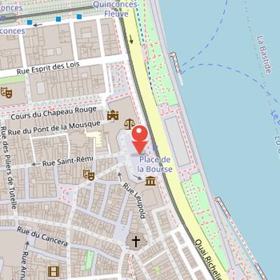 Map showing the location of Place de la Bourse in Bordeaux
