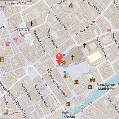 Map showing the location of Place de la Cathédrale in Strasbourg