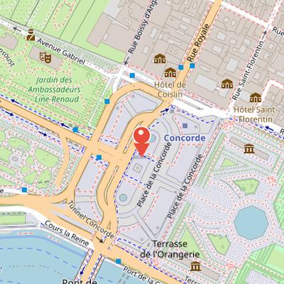 Map showing the location of Place de la Concorde in Paris