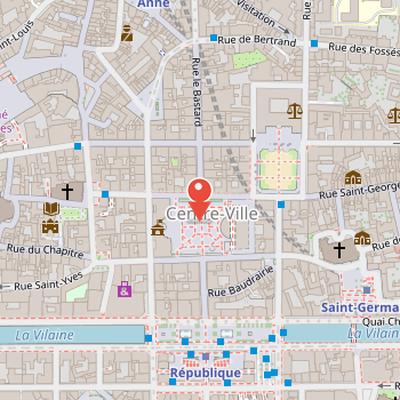 Map showing the location of Place de la Mairie in Rennes
