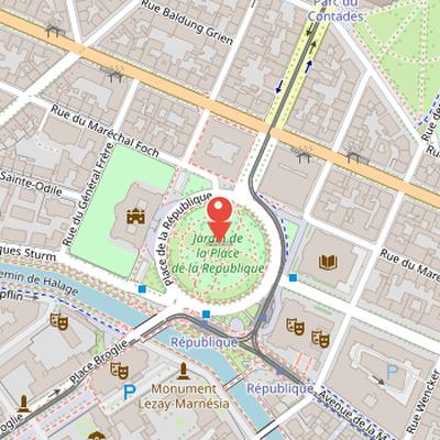 Map showing the location of Place de la République in Strasbourg