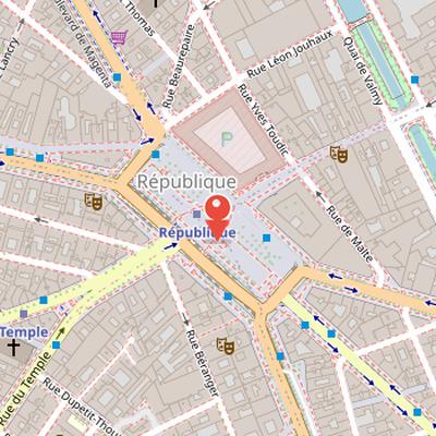 Map showing the location of Place de la République in Paris