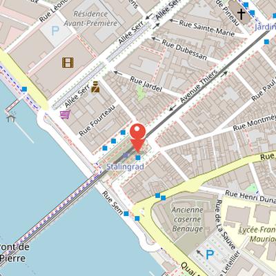 Map showing the location of Place de Stalingrad in Bordeaux