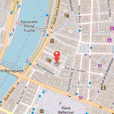 Map showing the location of Place des Célestins in Lyon