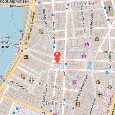 Map showing the location of Place des Jacobins in Lyon