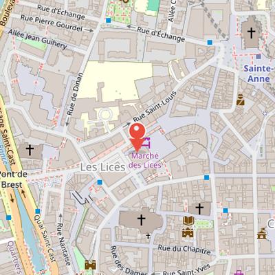 Map showing the location of Place des Lices in Rennes