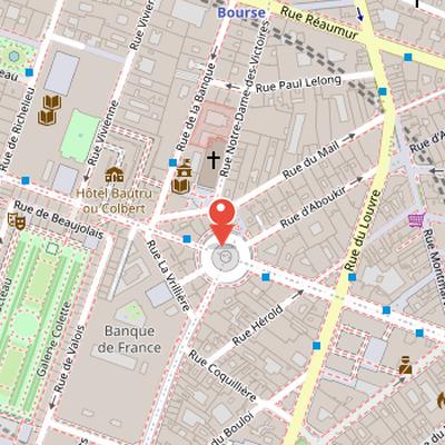 Map showing the location of Place des Victoires in Paris