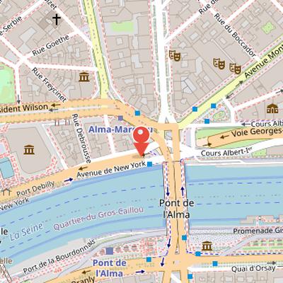 Map showing the location of Place Diana in Paris
