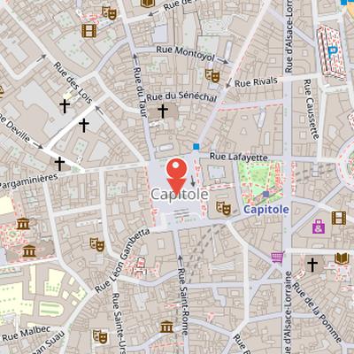 Map showing the location of Place du Capitole in Toulouse