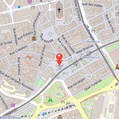 Map showing the location of Place du Commerce in Nantes