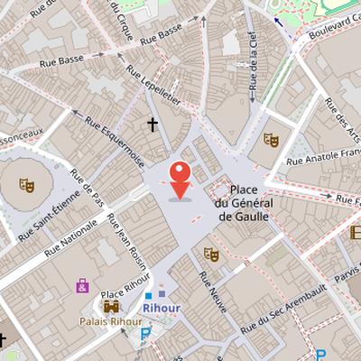 Map showing the location of Grand'Place in Lille