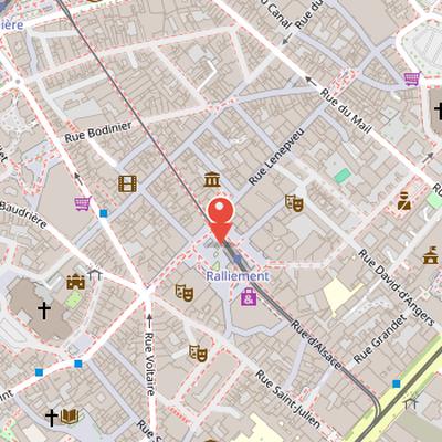 Map showing the location of Place du Ralliement in Angers