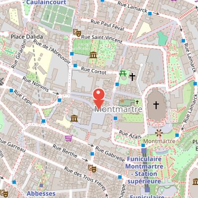 Map showing the location of Place du Tertre in Paris