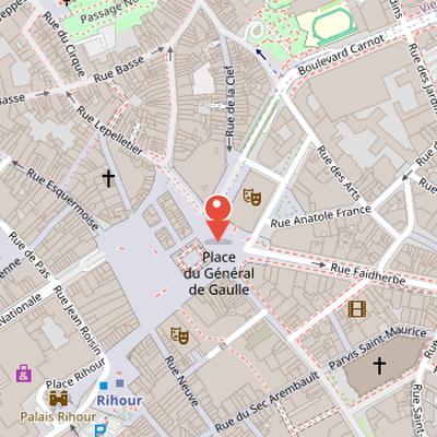 Map showing the location of Place du Théâtre in Lille