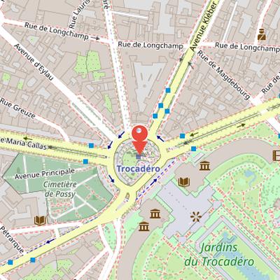 Map showing the location of Place du Trocadéro in Paris