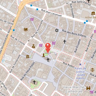 Map showing the location of Place du Vieux-Marché in Rouen