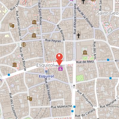 Map showing the location of Étienne-Esquirol Square in Toulouse