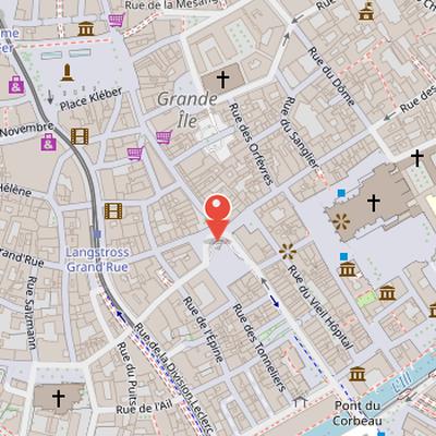 Map showing the location of Place Gutenberg in Strasbourg