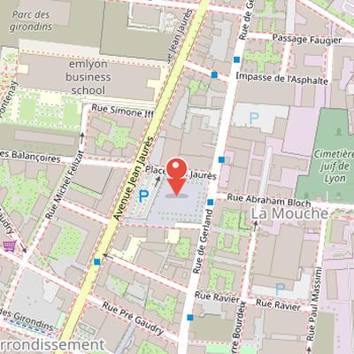 Map showing the location of Place Jean-Jaurès in Lyon