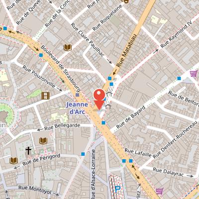 Map showing the location of Place Jeanne d'Arc in Toulouse