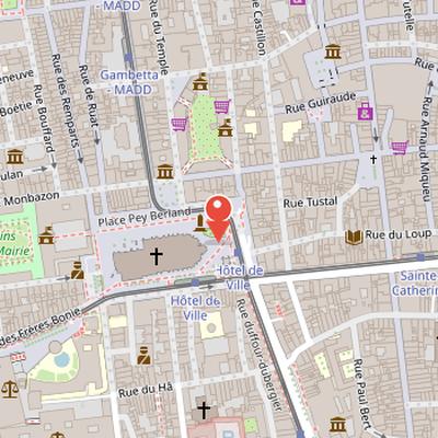 Map showing the location of Place Pey-Berland in Bordeaux