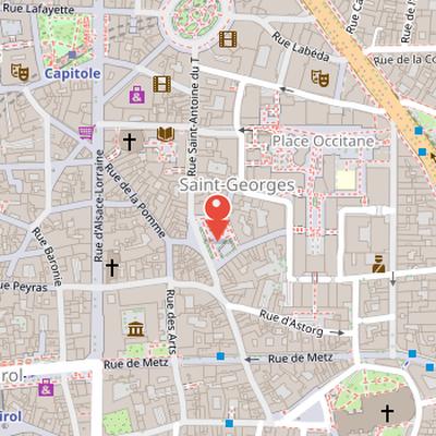 Map showing the location of Place Saint-Georges in Toulouse