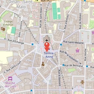 Map showing the location of Place Sainte-Anne in Rennes