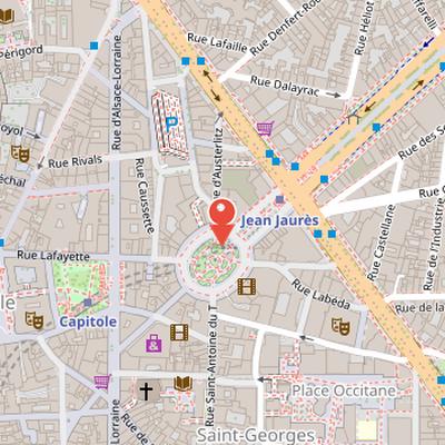 Map showing the location of Wilson Square in Toulouse