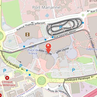 Map showing the location of Planet Ocean Montpellier in Montpellier