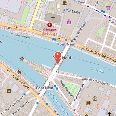 Map showing the location of Pont Neuf in Paris