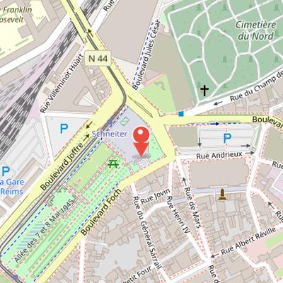 Map showing the location of Porte de Mars in Reims